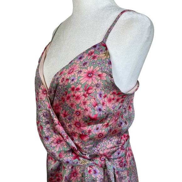 Lush Sz S Pastel Purple Pink Floral Flirt Mini Tank Dress Wrap Style Chiffon NWT - Picture 9 of 16